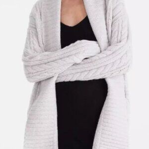 Naked Cashmere Mara Oversized Cableknit Cashmere Cardigan Light Grey XS